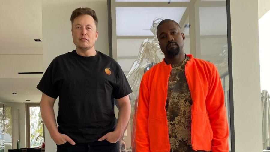 Elon Musk e Kanye West, conhecido atualmente como Ye - Repodução/Twitter