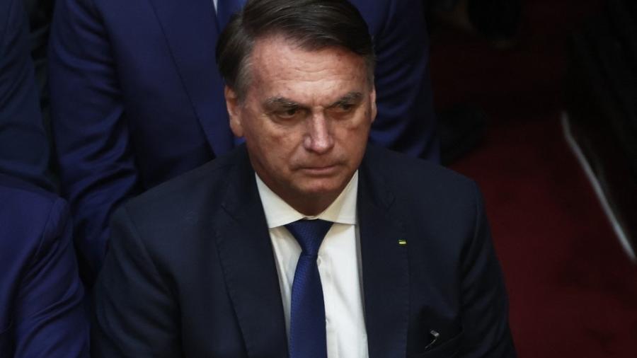 Jair Bolsonaro durante posse de Javier Milei, novo presidente da Argentina