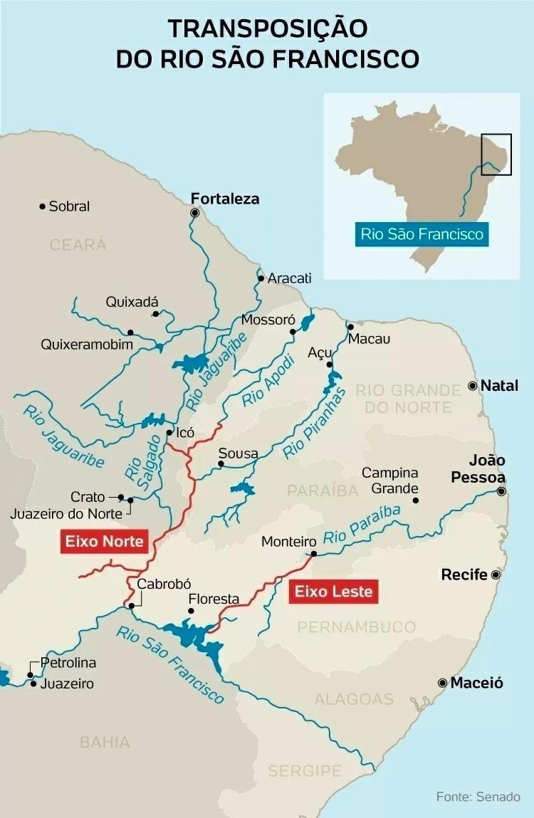 Mapa - Transposição do Rio São Francisco