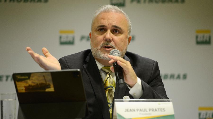 O presidente da Petrobras, Jean Paul Prates, em coletiva de imprensa na sede da empresa