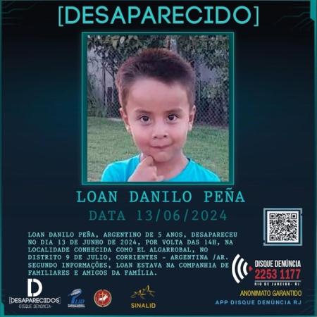 Cartaz pede informações sobre paradeiro de Loan Danilo Peña, desaparecido em Corrientes, na Argentina