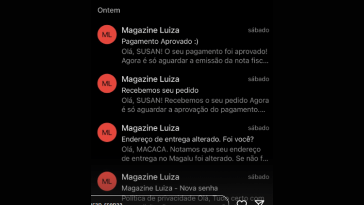 Em outros e-mails recebidos, foi chamada pelo próprio nome, Susan 