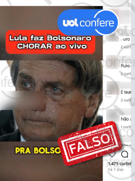 23.jan.2025 - Não há indícios de que Lula desejou recuperação de Bolsonaro - Arte/UOL sobre Reprodução/Instagram