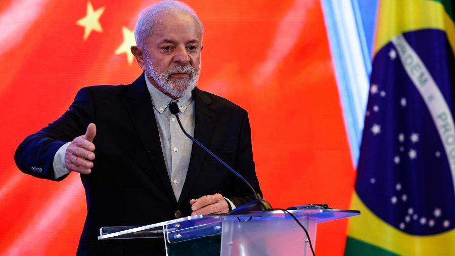 O presidente Lula fala em entrevista coletiva em Pequim, na China O presidente Lula fala em entrevista coletiva em Pequim, na China