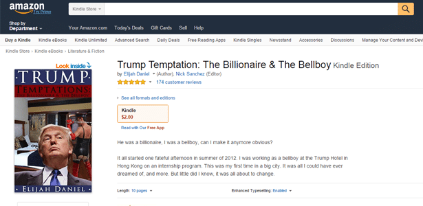 Página da venda do romance "Trump Temptation: The Billionaire and the Bellboy" ("A Tentação de Trump: O Bilionário e o Carregador de Malas", em tradução livre) na Amazon - Reprodução/Amazon.com