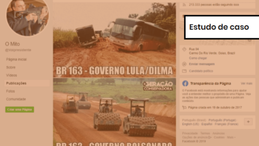 16.dez.2019 - Como verificamos: foto de obra do governo Lula na BR-163 foi usada para elogiar Bolsonaro - Reprodução/Comprova