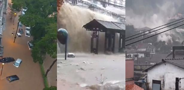 Chuvas provocam enchentes e destruição em Petrópolis, no RJ