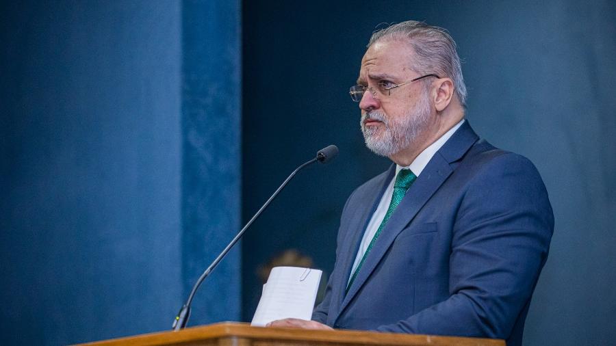 O procurador-geral, Augusto Aras, durante discurso em celebração dos 20 anos da inauguração da sede da PGR, em Brasília - LeoBark/SECOM/MPF