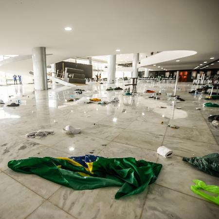 09.01.2023 - Salão Nobre, no Palácio do Planalto, foi destruído após invasão - Gabriela Biló/Folhapress