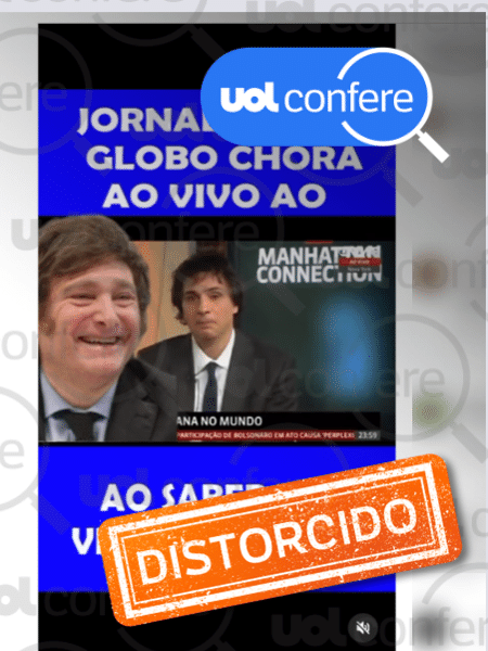 21.nov.2023 - Vídeo usa trecho em que Guga Chacra se emociona ao falar da pandemia em março de 2020 para enganar