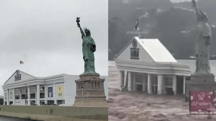 Loja da Havan foi inundada após chuvas no RS