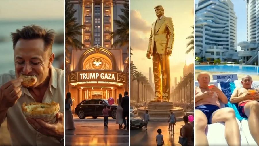 Imagens criadas por inteligência artificial mostram como seria o resort de Trump em Gaza Imagens criadas por inteligência artificial mostram como seria o resort de Trump em Gaza