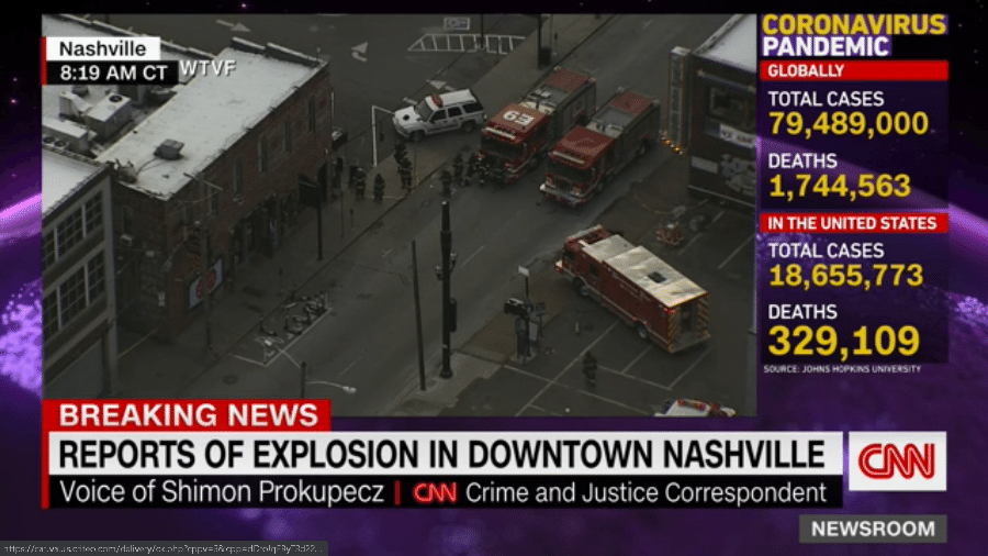 Explosão leva três ao hospital em Nashville, nos EUA; polícia crê que ato foi intencional - reprodução/CNN