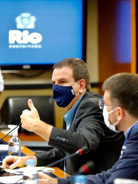 Prefeito do Rio, Eduardo Paes na coletiva do do 12° Boletim Epidemiológico da covid-19 na cidade - Beth Santos/Prefeitura do Rio