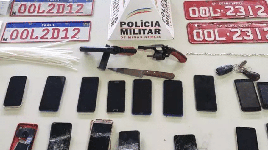 Materiais apreendidos pela Polícia Militar em Pouso Alegre (MG) em uma tentativa de roubo a uma distribuidora de medicamentos - Polícia Militar de Minas Gerais/Divulgação