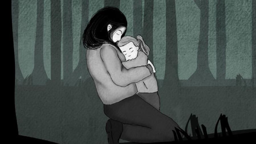 Ilustração de mãe abraçando sua filha - BBC/CECILIA TOMBESI