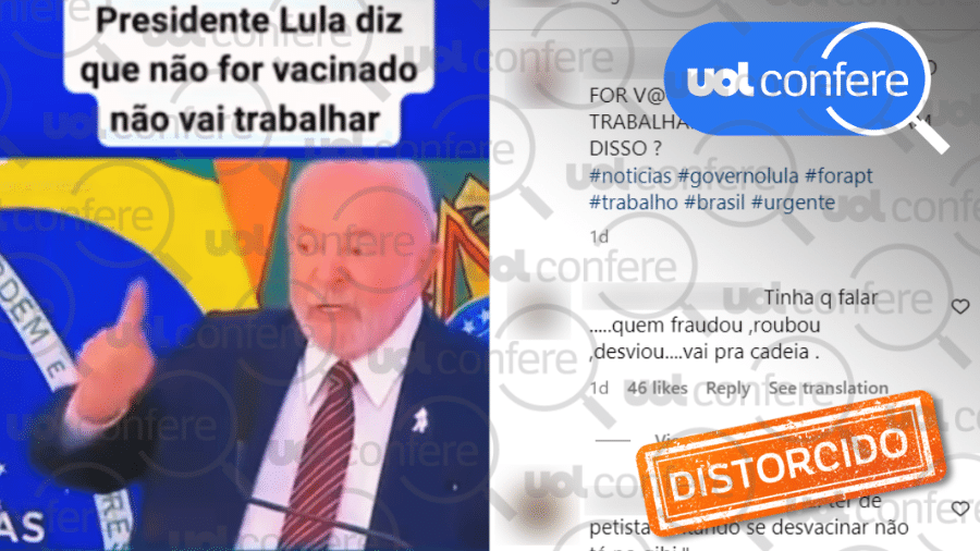 10.mai.2023 - Lula se referia a funcionários do Palácio do Planalto - Arte/UOL sobre Reprodução Instagram