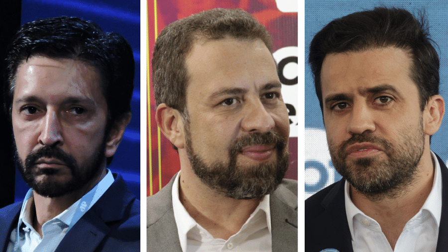 Ricardo Nunes (MDB), Guilherme Boulos (PSOL) e Pablo Marçal (PRTB) estão no pelotão da frente nas pesquisas - Leandro Chemalle/Estadão Conteúdo, Leonardo Eichinger/Estadão Conteúdo e Taba Benedicto/Estadão Conteúdo