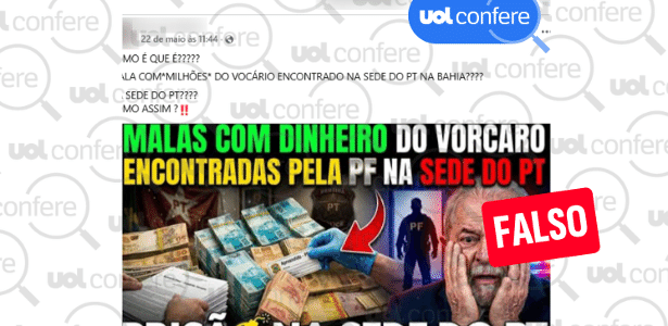 É falso que PF tenha flagrado Lula com mala de dinheiro de Vorcaro