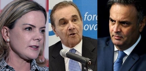 Gleisi Hoffmann (PT), Agripino Maia (DEM) e Aécio Neves (PSDB)