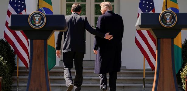 Jair Bolsonaro e Donald Trump em coletiva de imprensa na Casa Branca
