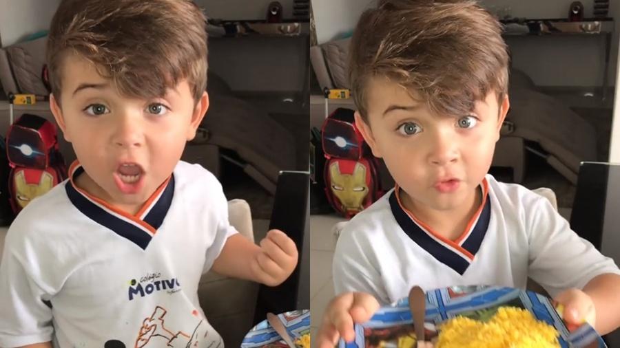 O pequeno João David, de cinco anos, viraliza com "ovo, ovo, com cuscuz é mais gostoso" - Reprodução/Instagram @joaodavioficiall