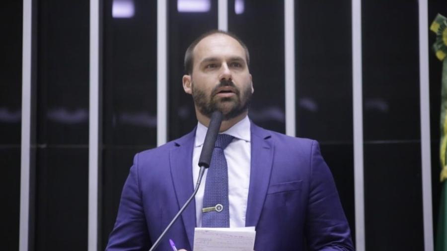 Eduardo Bolsonaro usou expressão durante último evento de campanha de Tarcísio de Freitas em São Bernardo do Campo (SP) - Paulo Sérgio/Câmara dos Deputados