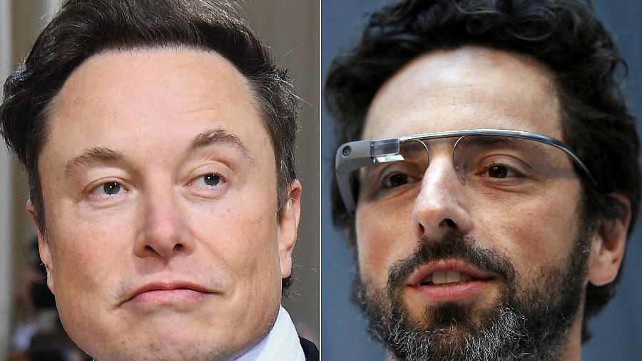 O empresário Elon Musk (esq.) e Sergey Brin (dir.), cofundador do Google - Angela Weiss/AFP e Robert Galbraith/Reuters