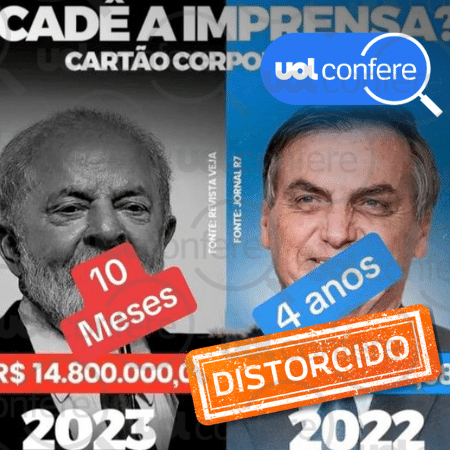 27.nov.2023 - Imagem cita dado de governo Lula publicado pela Veja, mas dado sobre Bolsonaro está incorreto