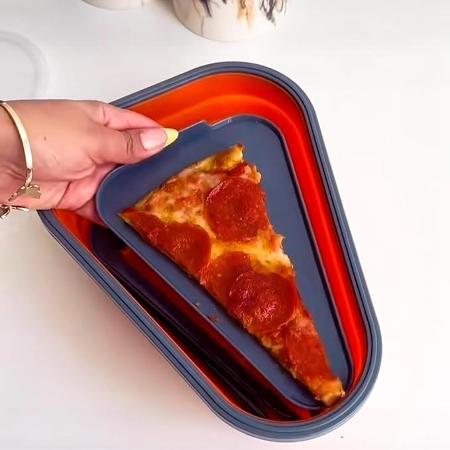 Porta-pizza vem com divisórias para evitar que as fatias se misturem