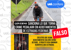 É falso que governo tornou crime pedalar no acostamento de rodovia federal