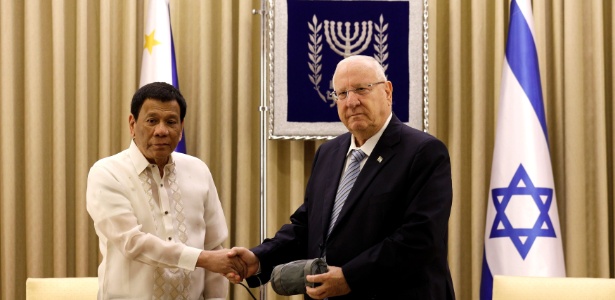 Presidente de Israel, Reuven Rivlin, recebe o presidente Filipino, Rodrigo Duterte - Gali Tibbon via Reuters