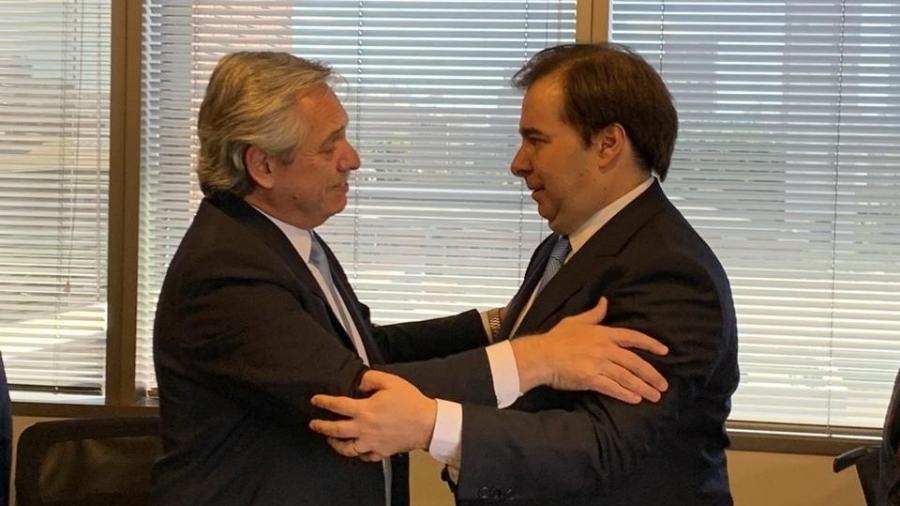5.dez.2019 - Rodrigo Maia se reúne com Alberto Fernández, presidente eleito da Argentina - Divulgação