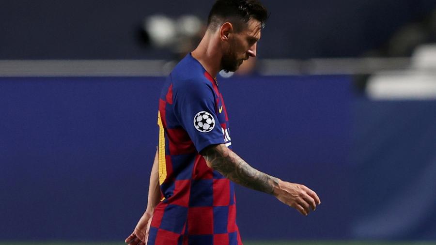 Lionel Messi durante partida entre Barcelona e Bayern de Munique pela Liga dos Campeões - 
