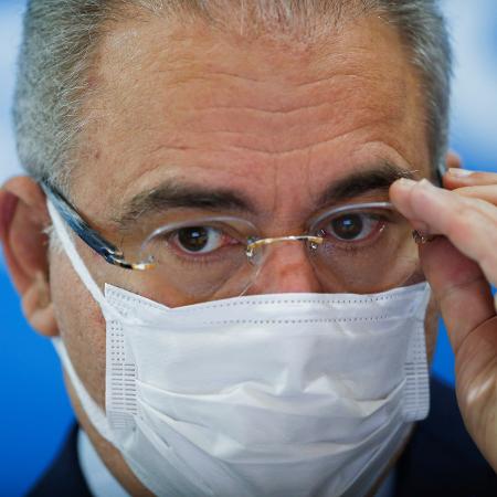 18 ago. 2021 - Ministro da Saúde, Marcelo Queiroga, durante entrevista coletiva em Brasília - Adriano Machado/Reuters