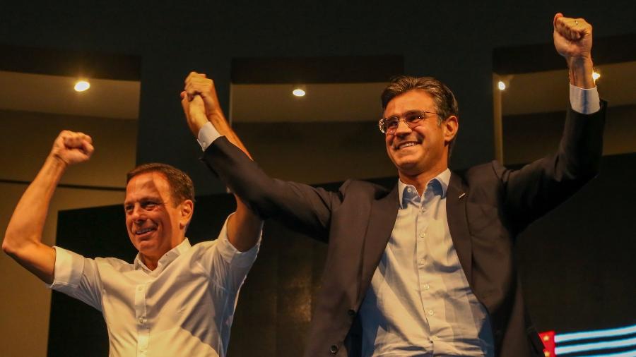 Doria e Garcia, no evento em que o governador confirmou que vai deixar o cargo e concorrer à Presidência - Divulgação/Governo do Estado de São Paulo