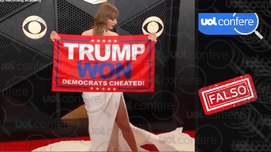 06.fev.2023 -- Taylor Swift não fez manifestação política pro-Trump durante o Grammy 2024