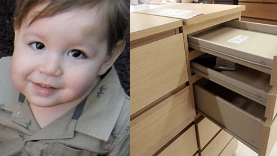 Jozef Dudek, de 2 anos, morto após uma cômoda da Ikea virar sobre ele em 2017, nos EUA - Reprodução