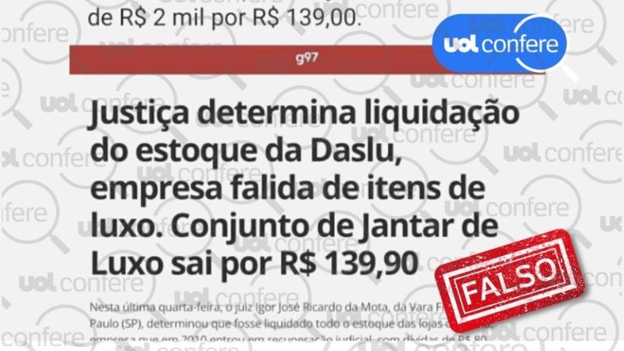 É falso que Justiça determinou liquidação do estoque de produtos da Daslu - UOL Confere