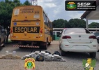 Motorista é preso por levar drogas em ônibus escolar com crianças em MT - Gefron/Divulgação