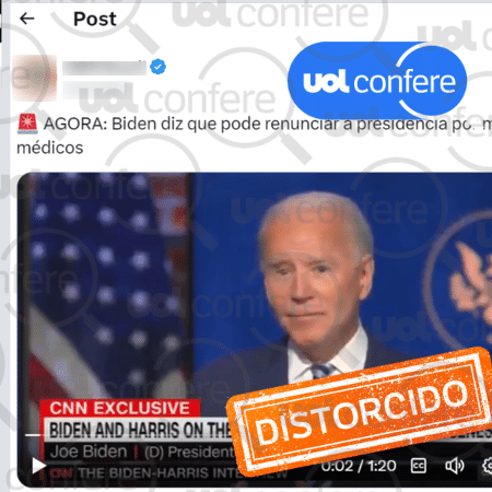 11.jul.2024 - Post tira de contexto entrevista de Biden de 2020