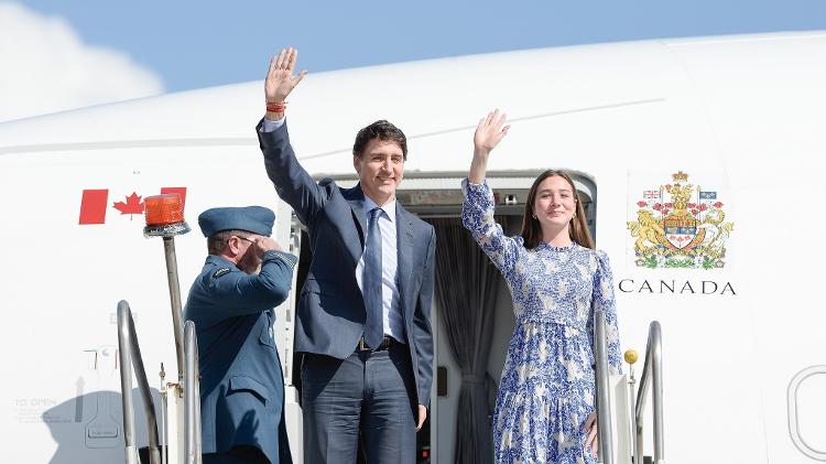 Chegada do Primeiro Ministro do Canadá Justin Trudeau, e sua filha Ella Grace, para a Cúpula do G20 no Rio de Janeiro