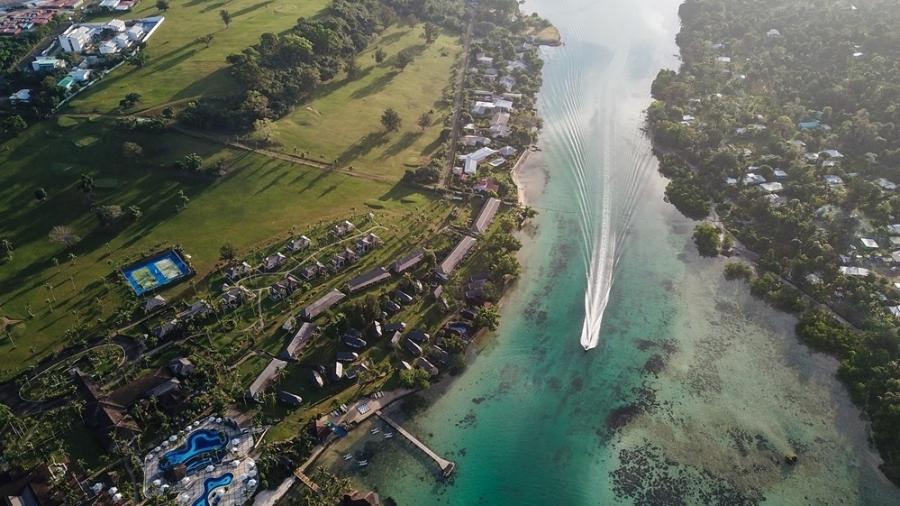 Imagem aérea mostra área de Port Vila, em Vanuatu