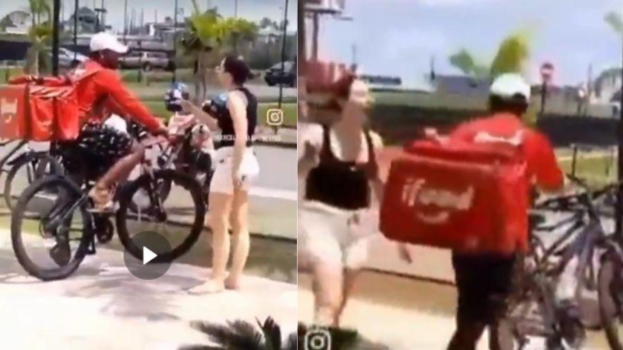 Vídeo mostra uma mulher xingando entregador que não deixou encomenda em seu apartamento, em Belém (PA) Vídeo mostra uma mulher xingando entregador que não deixou encomenda em seu apartamento, em Belém (PA)
