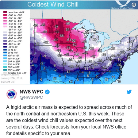 EUA enfrentam onda de frio com temperaturas de até -50ºC - NWSWPC