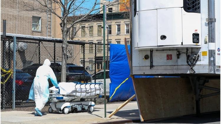 Several deaths from New York coronavirus are brought to mobile morgues - Getty Images via BBC