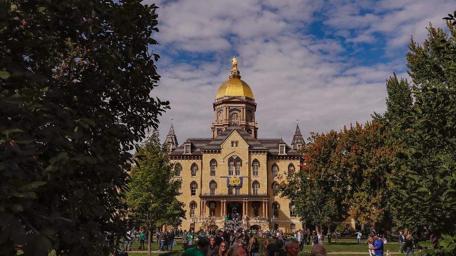 University of Notre Dame, em Indiana, nos EUA, diagnosticou 222 alunos com covid-19 desde 3 de agosto - Getty Images