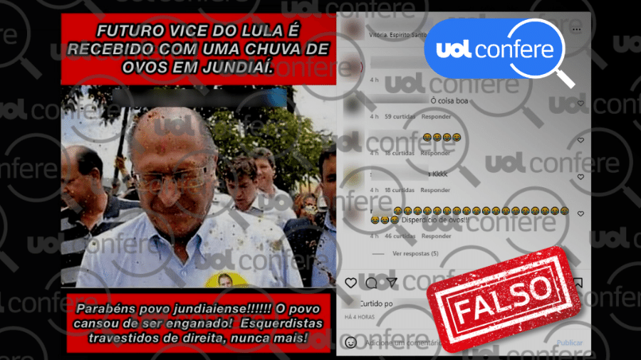 21.dez.2021 - Post usa foto antiga para dizer que Alckmin foi hostilizado - Arte/UOL sobre Reprodução/Instagram Capitão Assumção