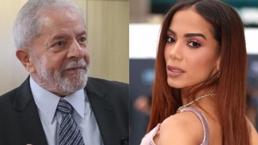 Anitta declarou voto em Lula no primeiro turno e foi criticada por apoiadores do presidente Jair Bolsonaro - Ricardo Stuckert e Reprodução/Instagram