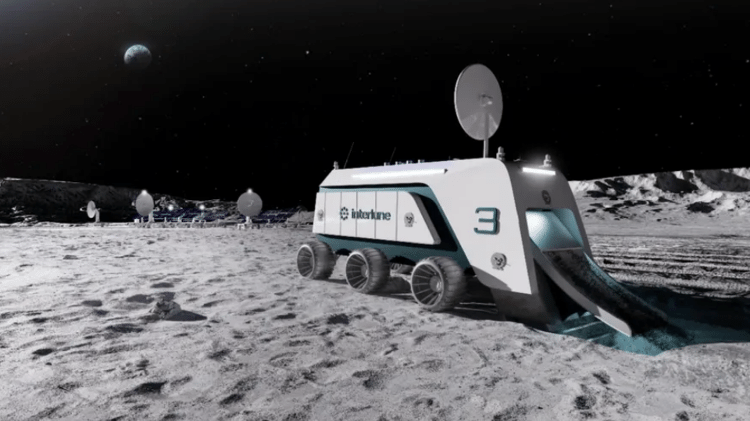 Protótipo de uma escavadeira usada para extração de hélio-3 na Lua